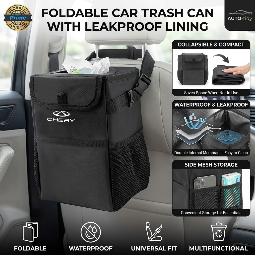 Waterproof Car Trash Can With Lid - Katlanabilir, taşınabilir, sızdırmaz, su geçirmez kapaklı,