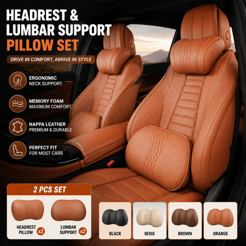 Memory Foam Car Neck Pillow Lumbar Support - Araba Başlığı Boyun Yastığı Hafızalı Köpük