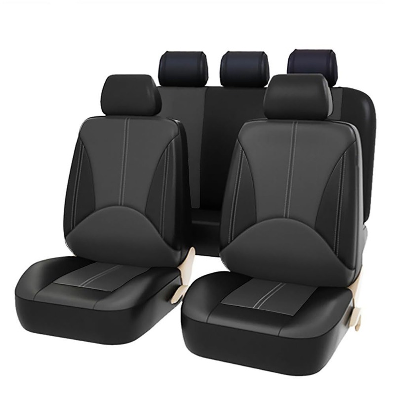 Evrensel Siyah PU Deri Araba K - Leather Car Seat Covers Full Set Universal incelemesi ve fiyatı